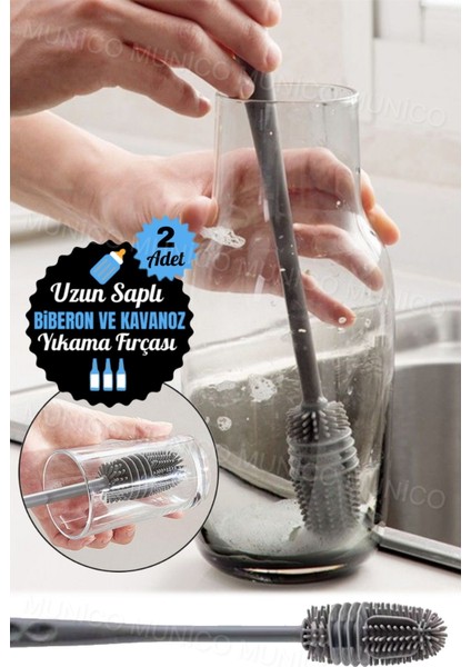 2'li Çok Amaçlı Uzun Saplı 360 Derece Dönebilen Yumuşak Silikon Temizleme Seti fırsatları