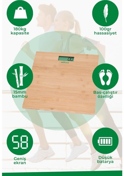 Dijital Bambu Tasarımlı Geniş Ekranlı Banyo Tartısı, Beyaz, 2 Yıl Garanti fiyatları