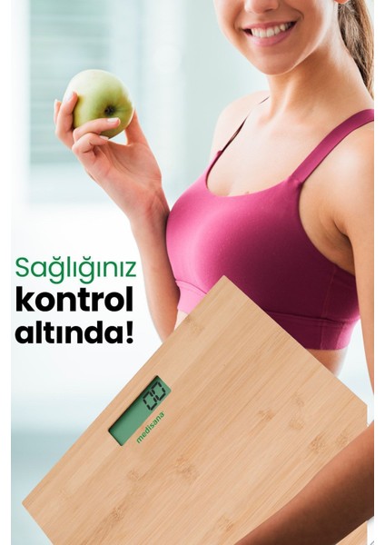 Dijital Bambu Tasarımlı Geniş Ekranlı Banyo Tartısı, Beyaz, 2 Yıl Garanti