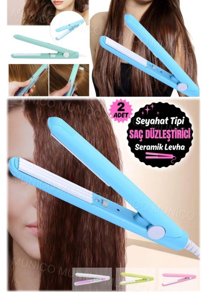 2'li Mini Saç Demir Seti, Renkli Düzleştirici ve Bigudi Şekillendirici fırsatları