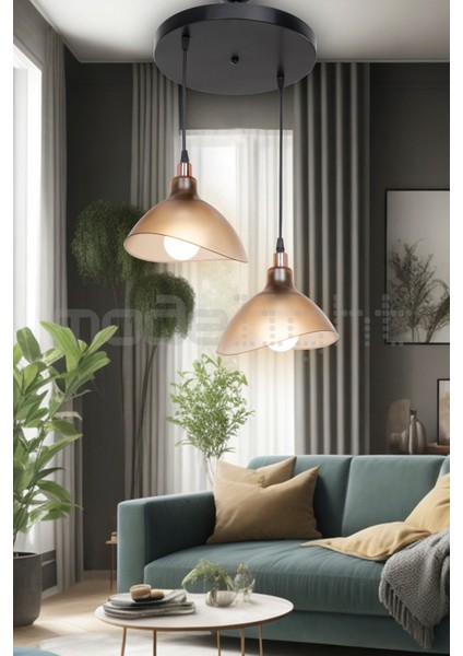 Şık 2'li Avize Bal Seti, Çok Amaçlı Kullanıma Uygun, Modern Tasarım, Siyah Renk