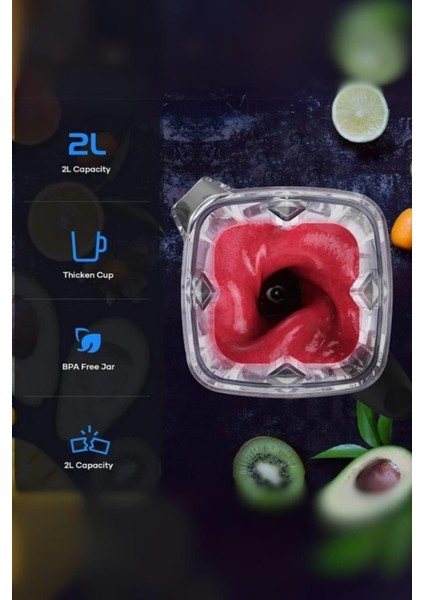 Güçlü 1600W, 2l Kapasiteli Çok Fonksiyonlu Siyah Blender