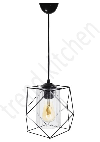 Şeffaf Mika Camlı Modern Avize, Şık ve Işlevsel Aydınlatma, Siyah Detaylı Tasarım fiyatları