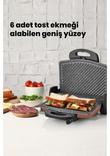 Renkli, 1750W, 5 Kademeli Isı Ayarlı Granit Plakalı Tost ve Izgara Makinesi indirimleri