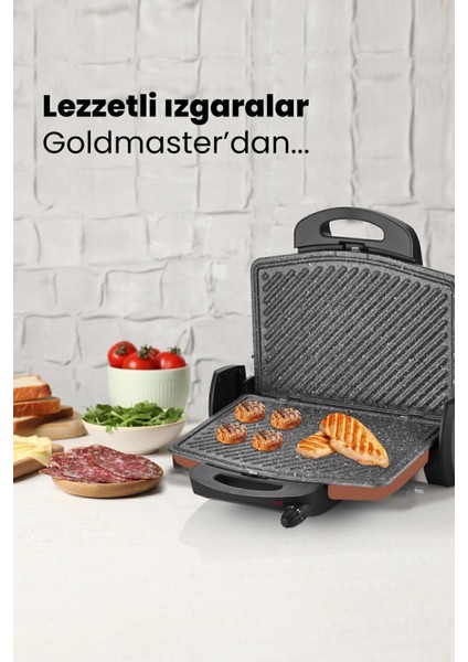 Renkli, 1750W, 5 Kademeli Isı Ayarlı Granit Plakalı Tost ve Izgara Makinesi