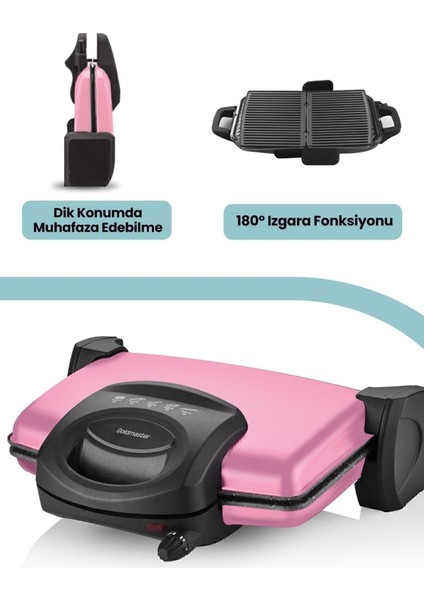 Pembe 1750W Granit Çıkarılabilir Plakalı Çok Fonksiyonlu Izgara ve Tost Makinesi fırsatları