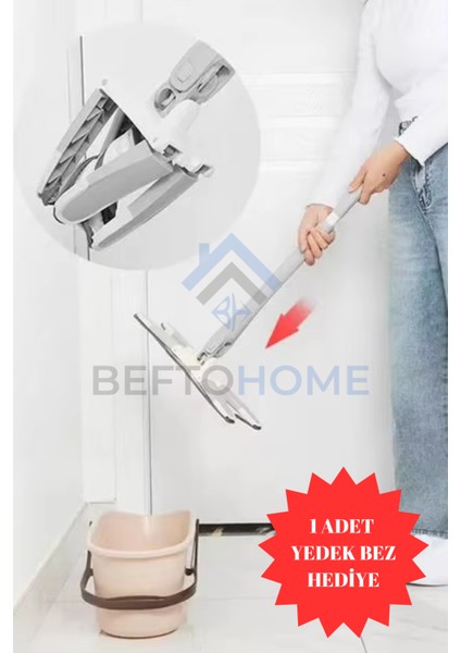 Kendinden Sıkmalı Temizlik Paspası, Pratik Yer ve Duvar Silme Mopu, Yedek Bezli fiyatları