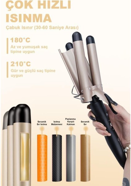 Renkli Seramik Su Dalgası Saç Şekillendirici Profesyonel Dp-46 fırsatları