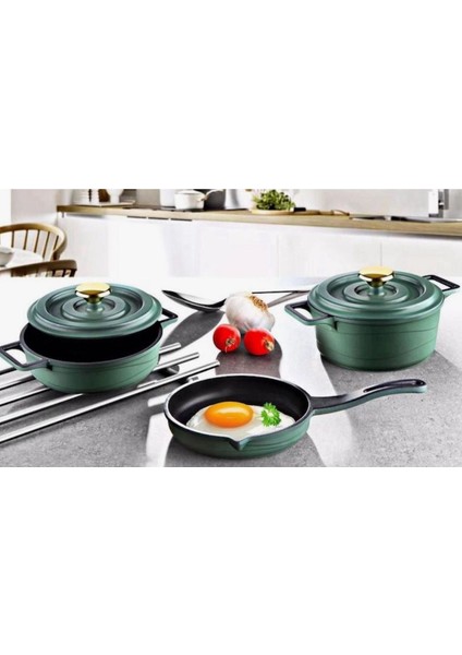 5 Parça Mini Döküm Tencere Seti ( 14 Cm)