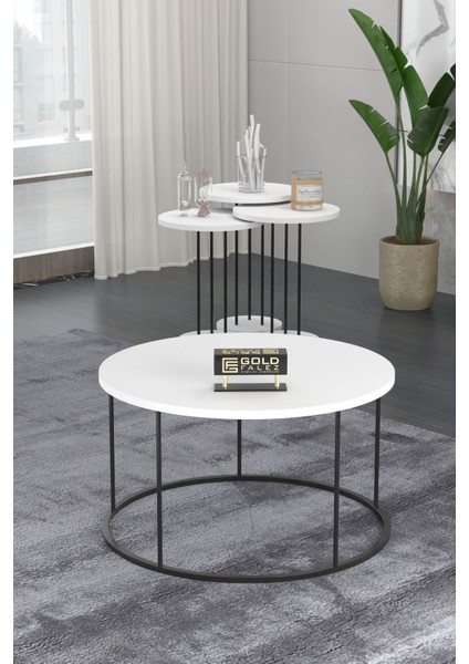 Orta Sehpa ve Zigon Sehpa Terra Set Beyaz