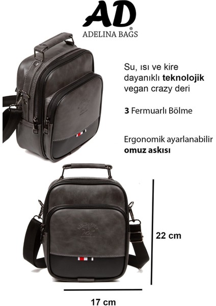Gri Deri El ve Omuz Çanta ile Mekanizmalı Kartlık Seti