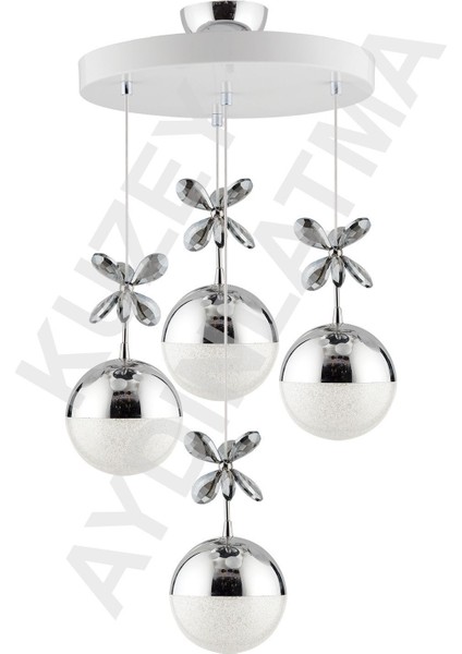 4'lü Beyaz Krom Kumandalı Ledli Modern Aydınlatma, 3 Renkli Işık Seçeneği fiyatları