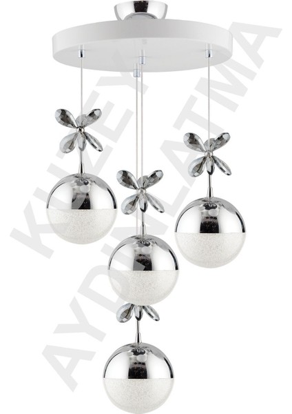 4'lü Beyaz Krom Kumandalı Ledli Modern Aydınlatma, 3 Renkli Işık Seçeneği fırsatları