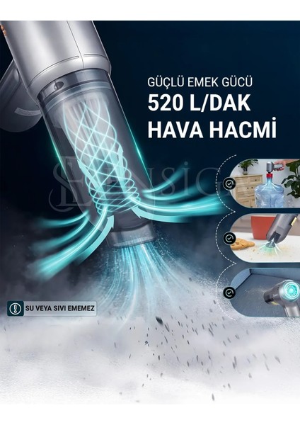 Güçlü ve Taşınabilir Şarjlı El Süpürgesi, 12000PA, Çok Amaçlı Kullanıma Uygun fırsatları