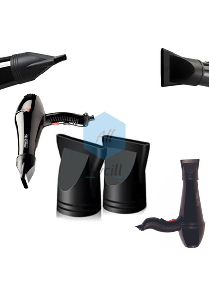 Siyah Dar ve Geniş Yedek Başlık, Profesyonel Fön Makineleri Için Uyumlu