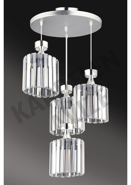 Krom 4'lü Kristal Sarkıt Lüks Avize, Zarif ve Şık Aydınlatma Seçeneği