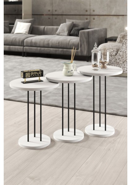 Orta Sehpa ve Zigon Sehpa Terra Set Beyaz