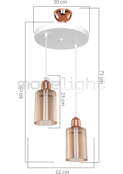 Şık 2'li Bakır Sarkıt Aydınlatma Seti, Modern ve Estetik Tasarım, Beyaz Detaylar fiyatları
