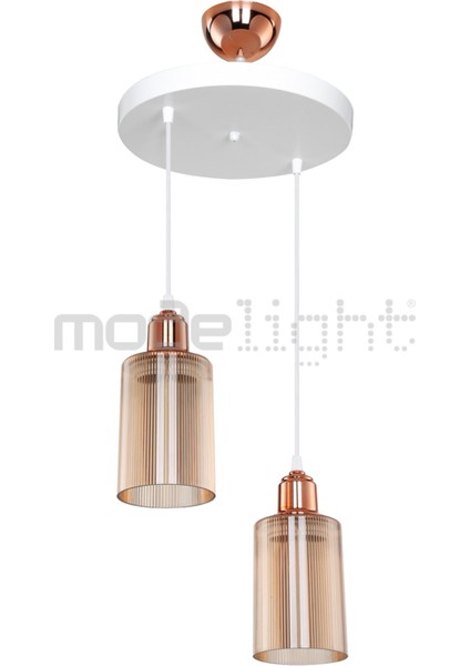 Şık 2'li Bakır Sarkıt Aydınlatma Seti, Modern ve Estetik Tasarım, Beyaz Detaylar modelleri