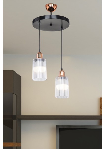 Modern 2'li Siyah ve Bakır Aydınlatma Seti, Şık ve Işlevsel Tasarım