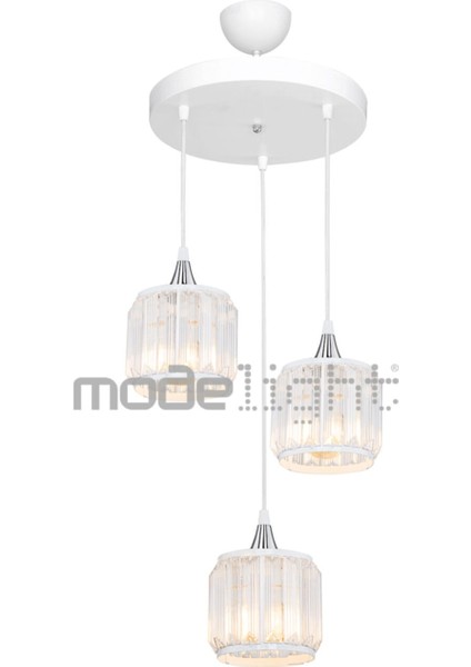 Haliç 3'lü Çember Avize, Modern Beyaz ve Krom Tasarım, Şık Aydınlatma Seçeneği