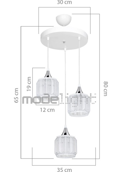 Haliç 3'lü Çember Avize, Modern Beyaz ve Krom Tasarım, Şık Aydınlatma Seçeneği modelleri
