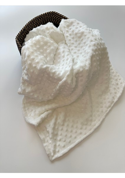Beyaz Çift Taraflı Nohut Bebek Battaniyesi