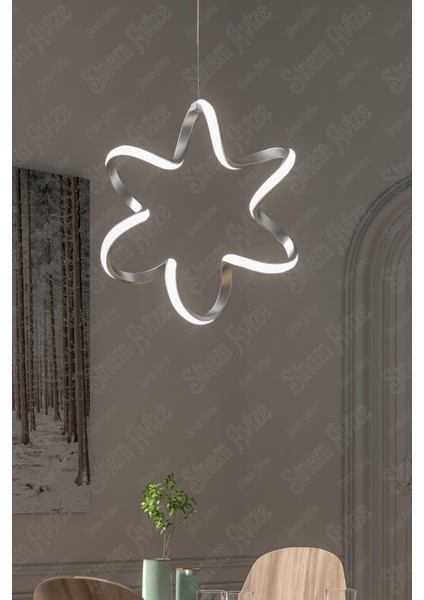 Gri Tekli Sarkıt LED Avize, Modern ve Şık Beyaz Işık Tasarımı