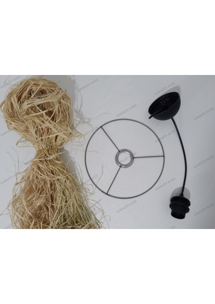 Kendi Avizeni Yap! Rafya Avize Yapım Seti – Çember, Tesisat ve Rafya Dahil