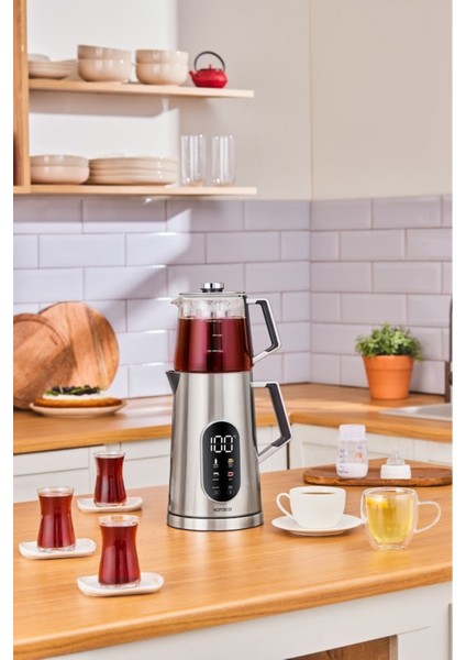 Dijital Çift Cidarlı Çelik Gövdeli Çay Makinesi, Modern ve Şık Tasarım