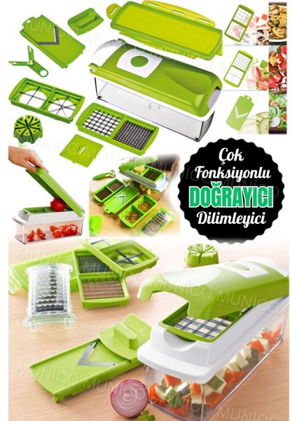 11 Parça Çok Amaçlı Sebze Dilimleyici ve Rende, Pratik Mutfak Aleti