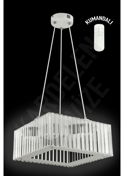 Modern 3'lü Beyaz Kare Avize, Kumandalı, Şık ve Şıklık Katıcı Tasarım modelleri