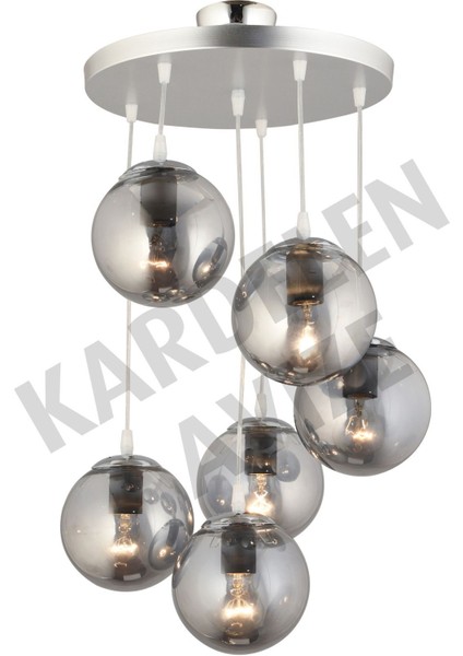 Füme Cam Detaylı Krom Sarkıt Tepsi, Şık ve Lüks Aydınlatma Seti, 6'lı Paket fiyatları