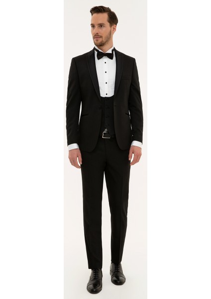 Erkek Siyah Yelekli Damatlık Smokin 50224036-VR046