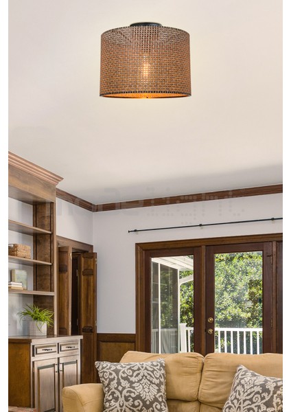 38 cm Silindir Avize, Kahverengi, Şık Tasarım, Salon, Çocuk, Yemek, Yatak Odası, Antre, Mutfak