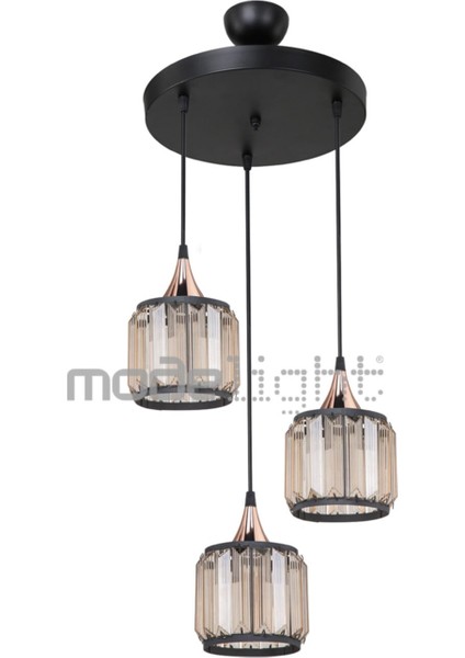 Şık 3'lü Çember Avize, Siyah ve Bakır Renk Seçenekleriyle Modern Tasarım modelleri