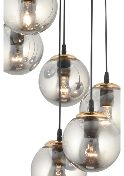 Şık Siyah 6'lı Füme Top Camlı Sarkıt Avize, Modern ve Zarif Aydınlatma Seçeneği fırsatları