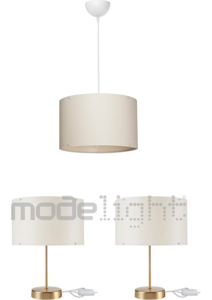 Şık Krem Sarkıt ve Gold Abajur Seti, Çok Amaçlı Dekoratif Aydınlatma