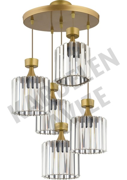 Bej 5'li Sarkıt Kristal Avize, Şık ve Şeffaf Aydınlatma, Modern Tasarım fiyatları