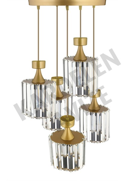 Bej 5'li Sarkıt Kristal Avize, Şık ve Şeffaf Aydınlatma, Modern Tasarım fırsatları