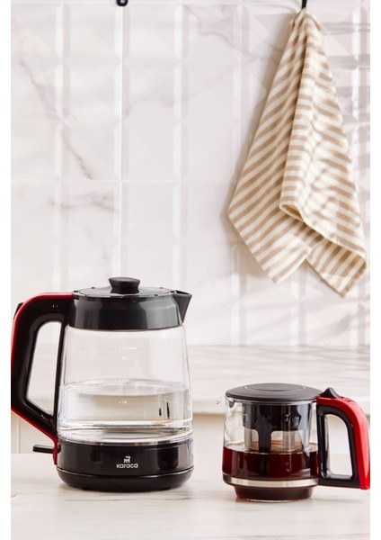 Camlı Çok Fonksiyonlu Çay ve Su Isıtıcı, Kırmızı, 2'si 1 Arada fiyatları