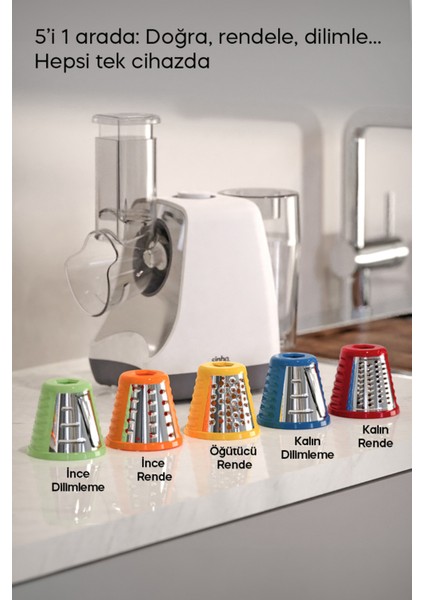 Çok Fonksiyonlu Otomatik Doğrayıcı, Rende ve Dilimleme Makinesi, Beyaz Renk modelleri