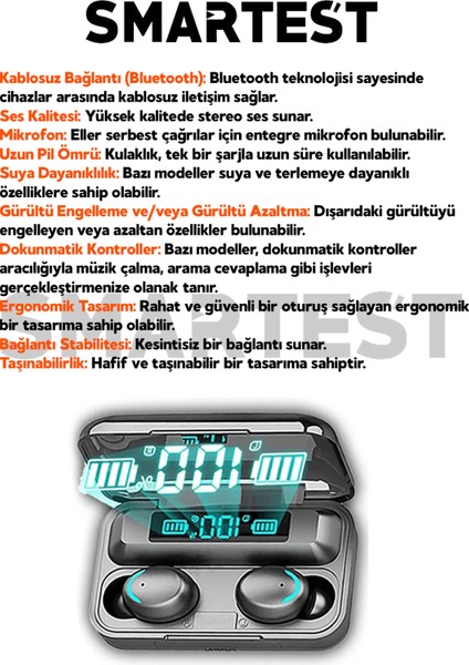 Uyumlu Akıllı Saat ve Dokunmatik Bluetooth Kulaklık, Beyaz, Yeni Versiyon
