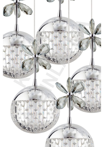 5'li Siyah Kumandalı Renkli Ledli Sarkıt Avize, Modern ve Şık Tasarım fiyatları