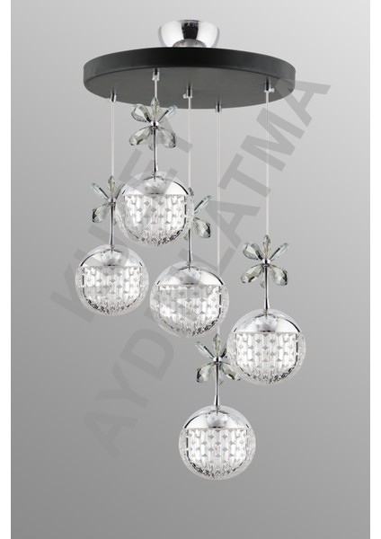 5'li Siyah Kumandalı Renkli Ledli Sarkıt Avize, Modern ve Şık Tasarım fırsatları