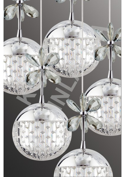 5'li Siyah Kumandalı Renkli Ledli Sarkıt Avize, Modern ve Şık Tasarım indirimleri