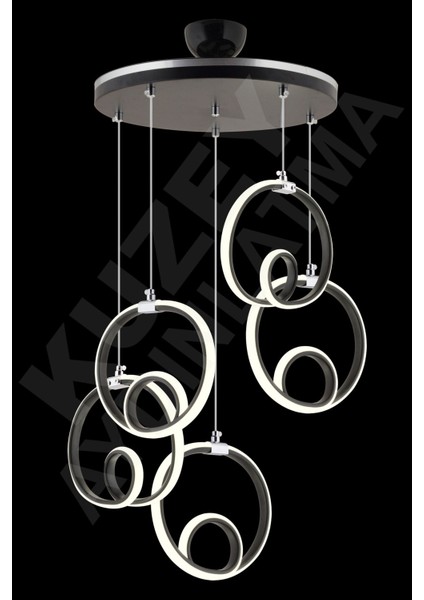 5'li Safir Sarkıt LED Avize, Siyah Krom Şık ve Modern Aydınlatma Seçeneği modelleri