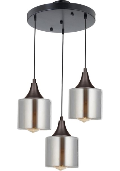 Füme 3'lü Yuvarlak Avize, Şık ve Modern Aydınlatma, Ev ve Ofis Dekoru Için Ideal fiyatları