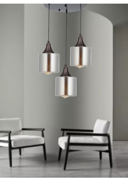 Füme 3'lü Yuvarlak Avize, Şık ve Modern Aydınlatma, Ev ve Ofis Dekoru Için Ideal fırsatları