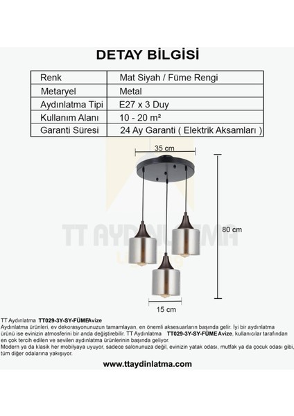 Füme 3'lü Yuvarlak Avize, Şık ve Modern Aydınlatma, Ev ve Ofis Dekoru Için Ideal indirimleri